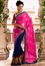 Bahubali Embroidered Pink Saree Women