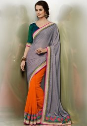 Bahubali Grey Embroidered Sarees Women