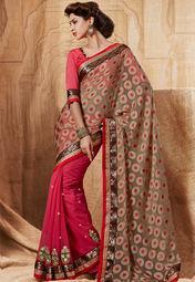 Bahubali Pink Embellished Saree Women