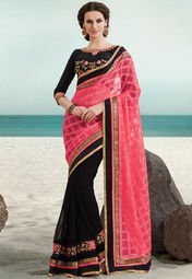 Bahubali Pink Embroidered Saree women