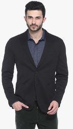 Basics Black Solid Blazer men