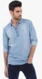 Basics Blue Solid Slim Fit Kurta Men