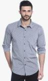 Basics Grey Printed Slim Fit Casual Shirt men