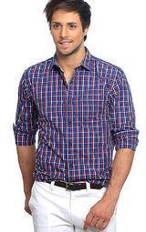 Basics Life Checks Red/Blue Casual Shirt men