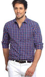 Basics Life Checks Red/Blue Casual Shirt men