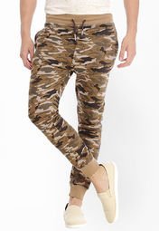 Basics Life Printed Brown Track Pant Men