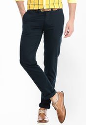 Basics Life Solid Navy Blue Chinos Men