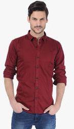 Basics Maroon Solid Polo T Shirt Men