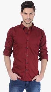 Basics Maroon Solid Polo T Shirt men