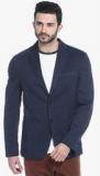 Basics Navy Blue Solid Blazer men