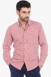 Basics Red Printed Slim Fit Casual Shirt Men