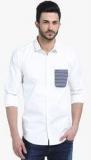 Basics White Solid Slim Fit Casual Shirt men