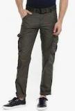 Beevee Olive Solid Regular Fit Cargo Men