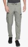 Beevee Olive Solid Relaxed Regular Fit Cargos Men