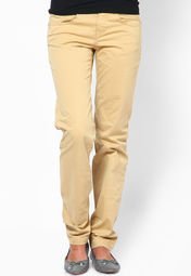 Being Human Clothing Beige Solid Chinos women