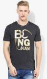 Being Human Clothing Black Printed Round Neck T Shirt men