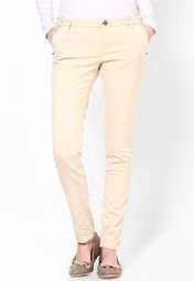 Being Human Clothing Cream Solid Trouser Women