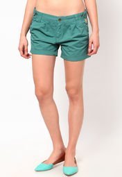 Being Human Clothing Green Cotton Short Women