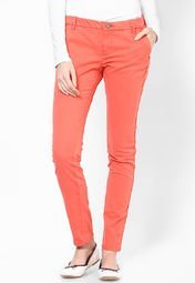 Being Human Clothing Peach Solid Trouser Women