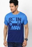 Being Human Clothing Printed Blue Round Neck T Shirt Men