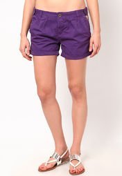 Being Human Clothing Purple Cotton Short Women