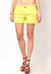 Being Human Clothing Yellow Cotton Short Women