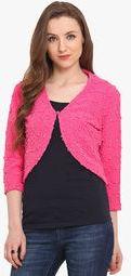 Bella Rosa Pink Solid Shrug Women