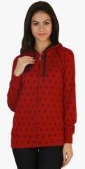 Belle Fille Maroon Printed Hoodie women