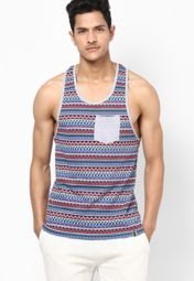 Bellfield Blue Printed Racer Back Vest Men