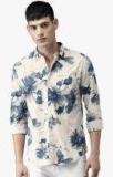 Bene Kleed Cream Slim Fit Printed Casual Shirt Men