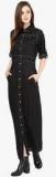 Bhama Couture Black Solid Maxi Dress Women