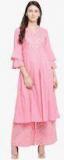 Bhama Couture Pink Self Design Palazzo Kurta Set women