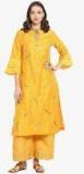 Bhama Couture Yellow Embroidered Palazzo Kurta Set women