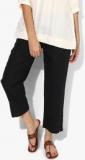 Biba Black Solid Regular Fit Coloured Pants Women