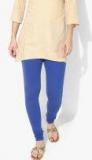 Biba Blue Solid Leggings Women