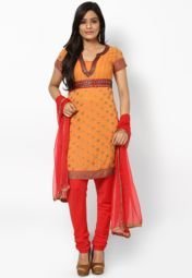 Biba Cotton Blend Orange Suit Set Women