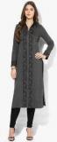 Biba Dark Grey Yarn Dyed Polyester Kurta Women