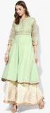 Biba Green Embroidered Polyester Cotton Anarkali Kurta women