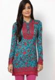 Biba Green Viscose Straight Kurti Women