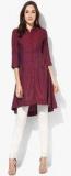 Biba Maroon Coloured Solid Cotton Tunic women