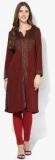 Biba Maroon Yarn Dyed Poly Cotton Kurta Women