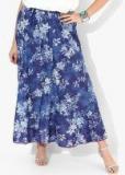 Biba Navy Blue Printed Flared Skirt women