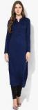 Biba Navy Blue Solid Cotton Kurta women