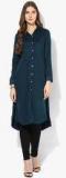 Biba Navy Blue Solid Poly Viscose Kurta Women