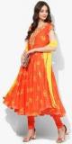 Biba Orange Printed Churidar Kameez Dupatta women