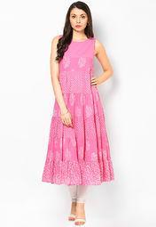 Biba Pink Cotton Blend Kurti women