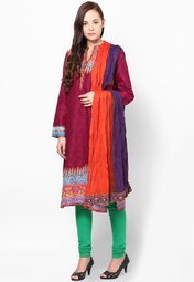 Biba Purple Cotton Solid Dupatta Women