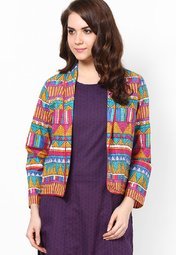 Biba Purple Cotton Straight Kurta With Jacket women