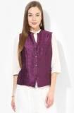 Biba Purple Printed Cotton Blend Jacket Women