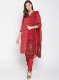 Biba Red Printed Churidar Kameez Dupatta Women